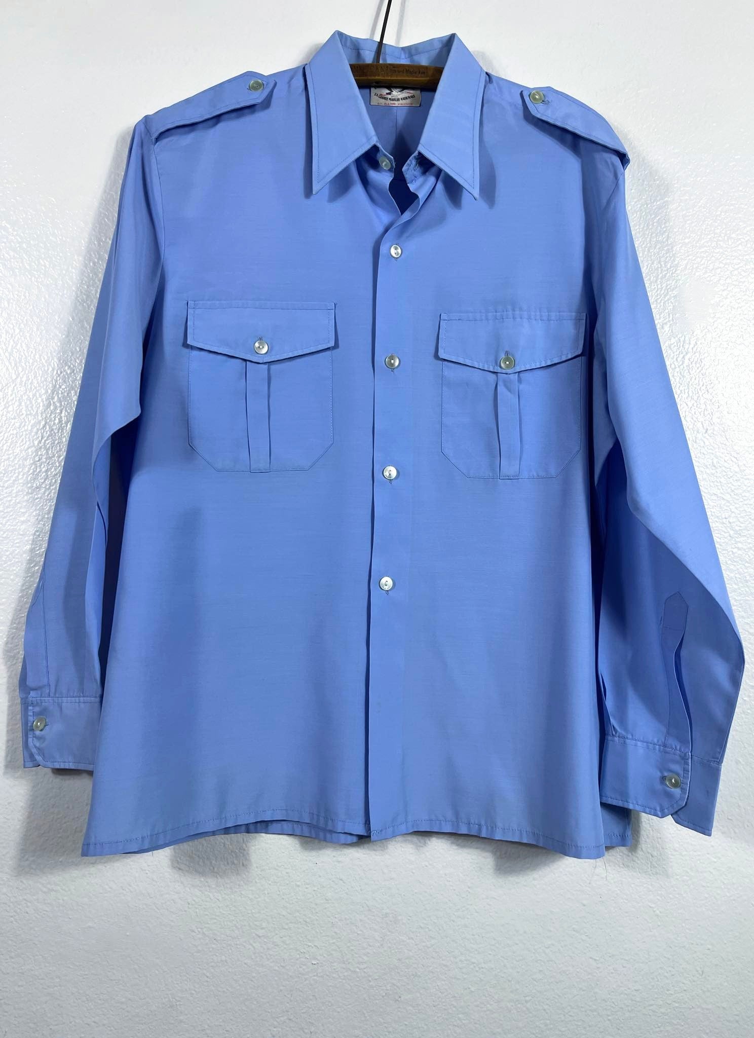Vtg La Chemise D'alsace Perfect Blue (men's) Button Up Top
