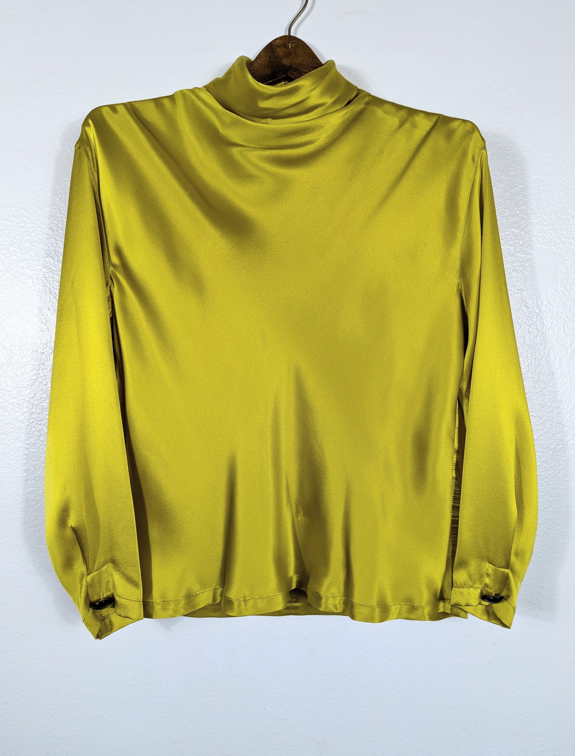 Vtg Silky Golden Blouse