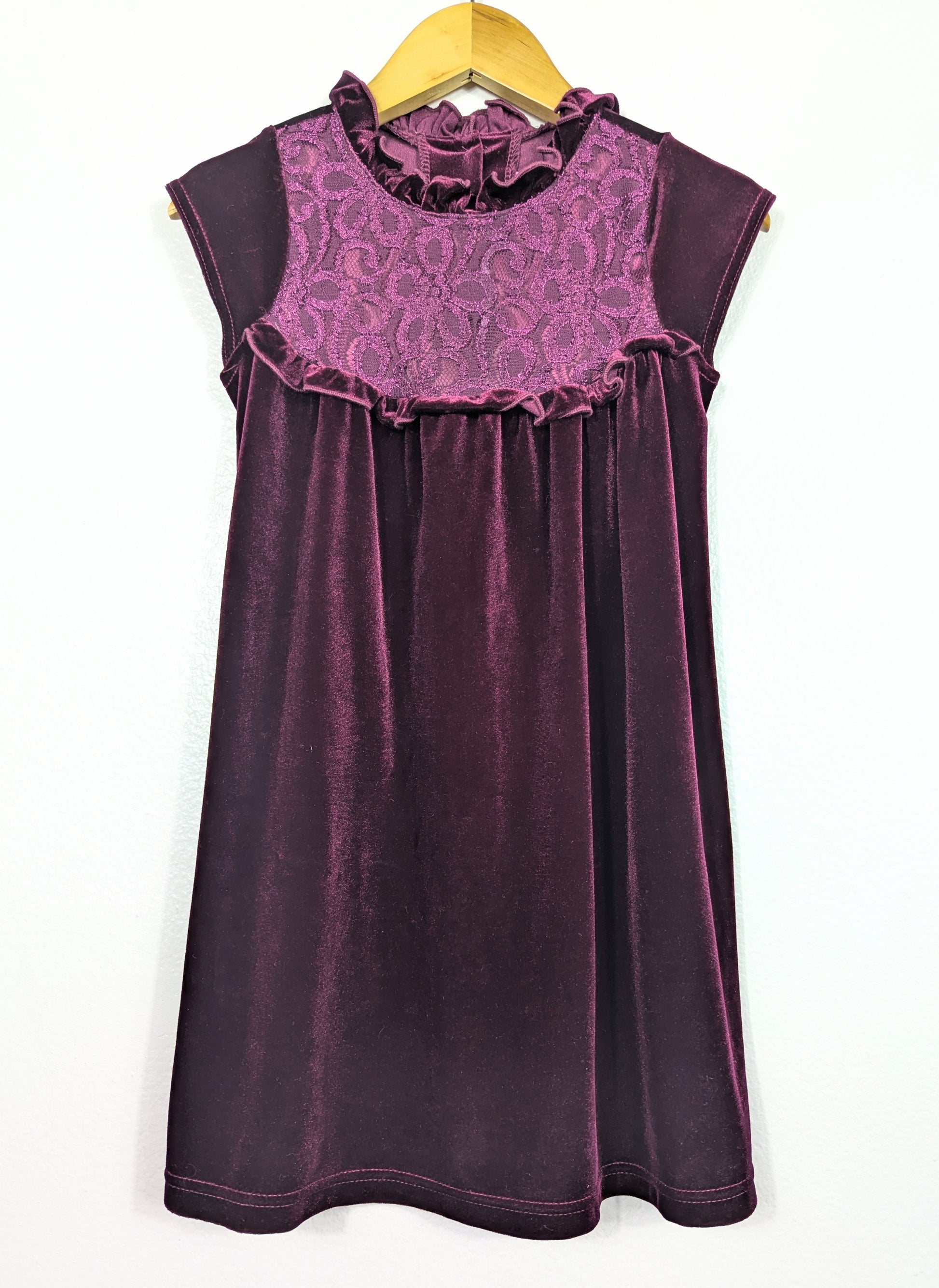 Vtg Velvet Burgundy Lace Dress size 5