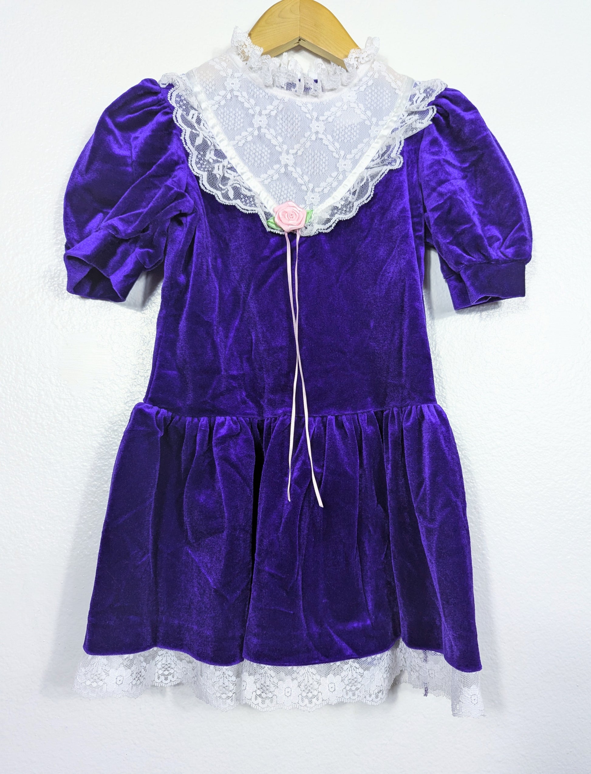 Vtg Purple Chantilly Lace Holiday Dress size 6