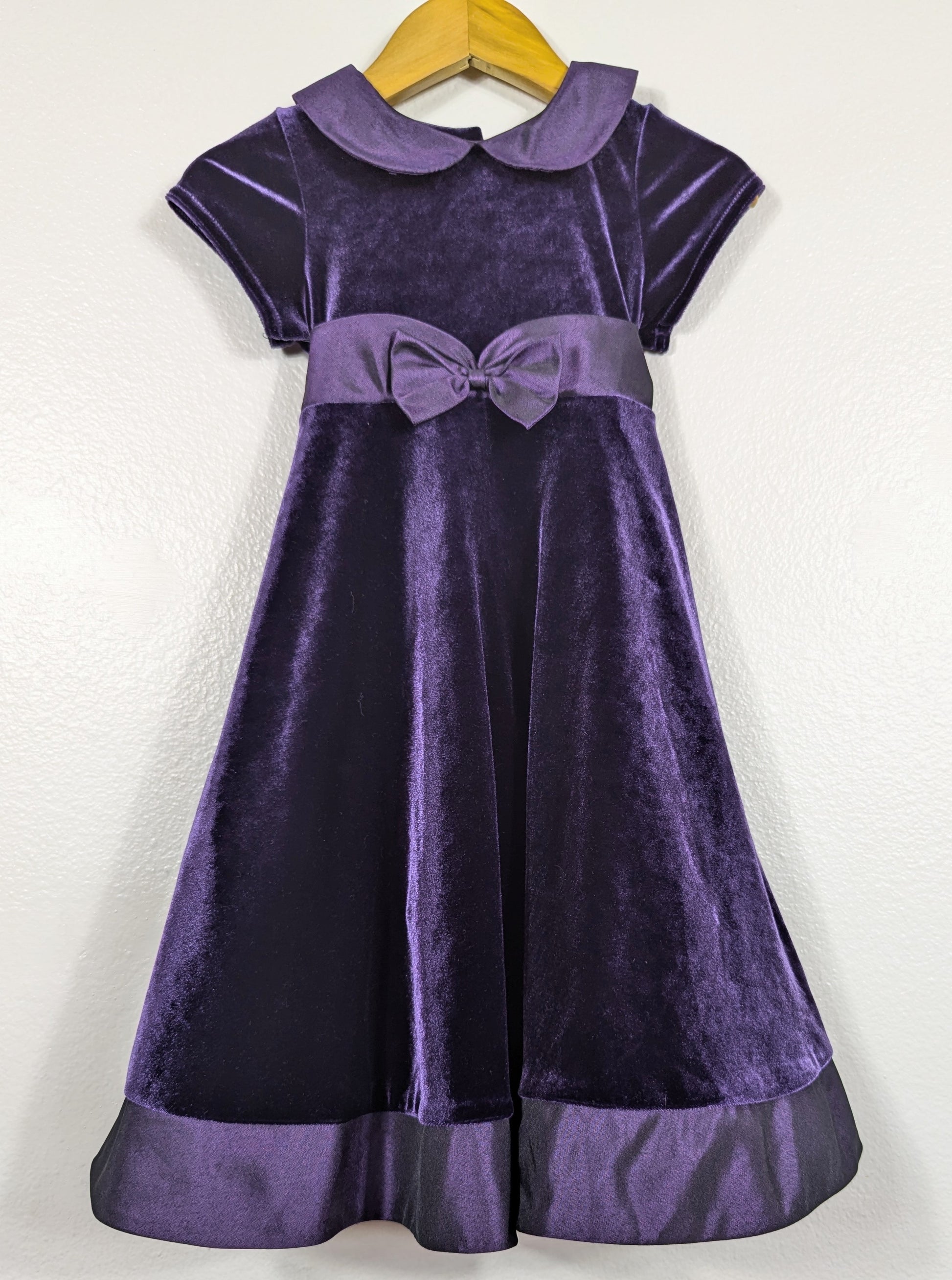 Vtg Eggplant Velour Holiday Dress size 5