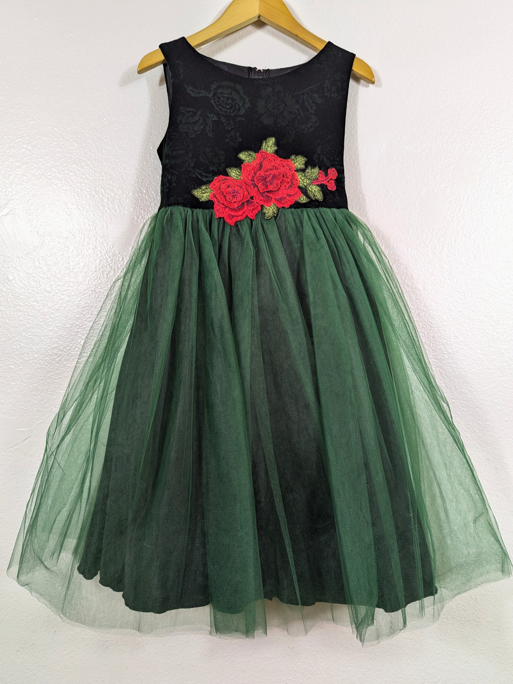 Tulle Evergreen Taffeta Layered Holiday Dress size 7-8