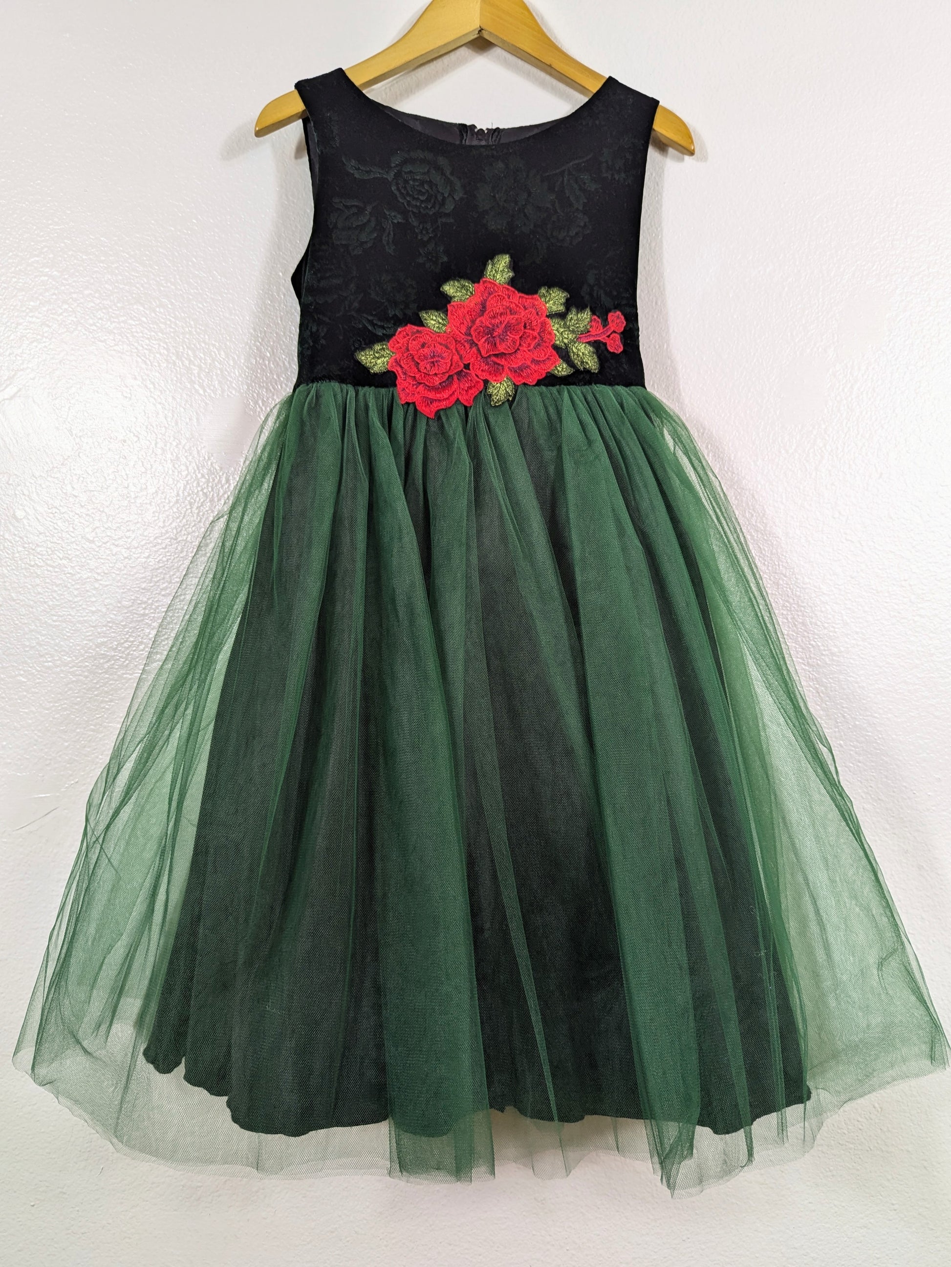 Tulle Evergreen Taffeta Layered Holiday Dress size 7-8
