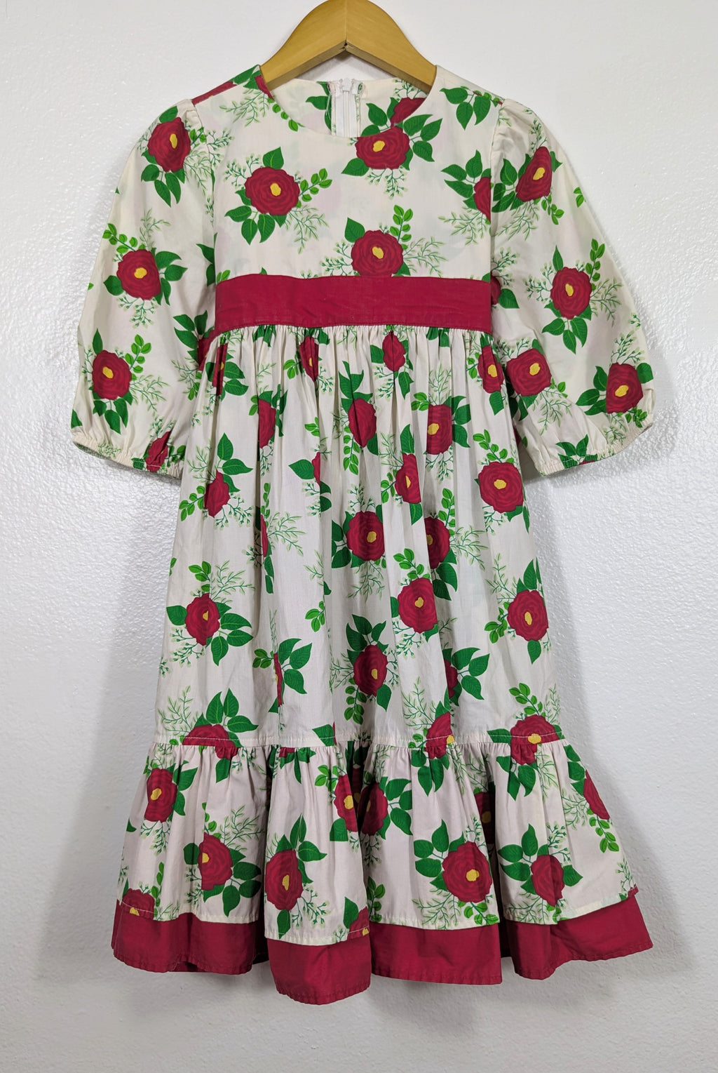 Vtg Floral Holiday Christmas Dress size 7-8