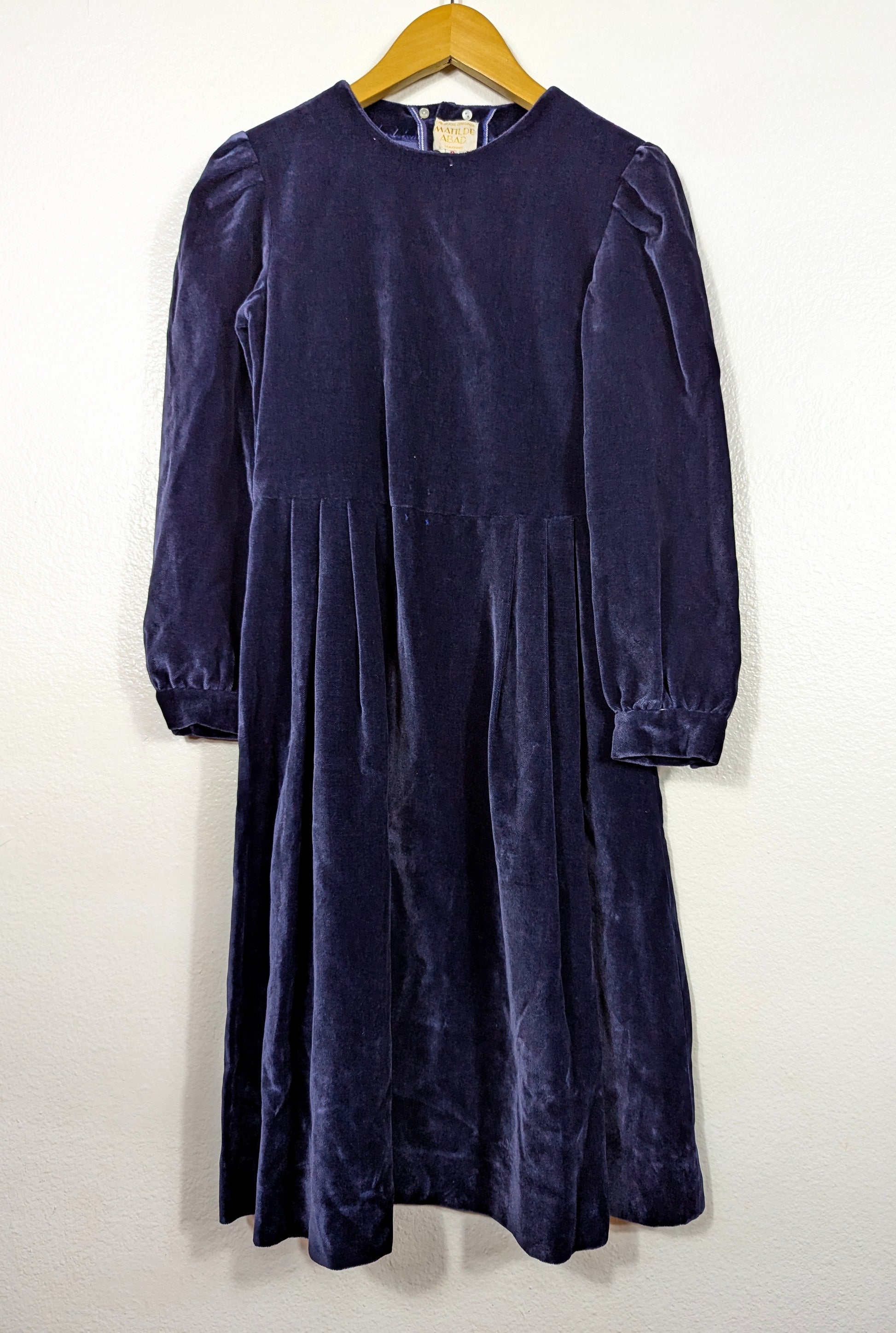 Vtg Matilde Abad Navy Velvet Dress size 9