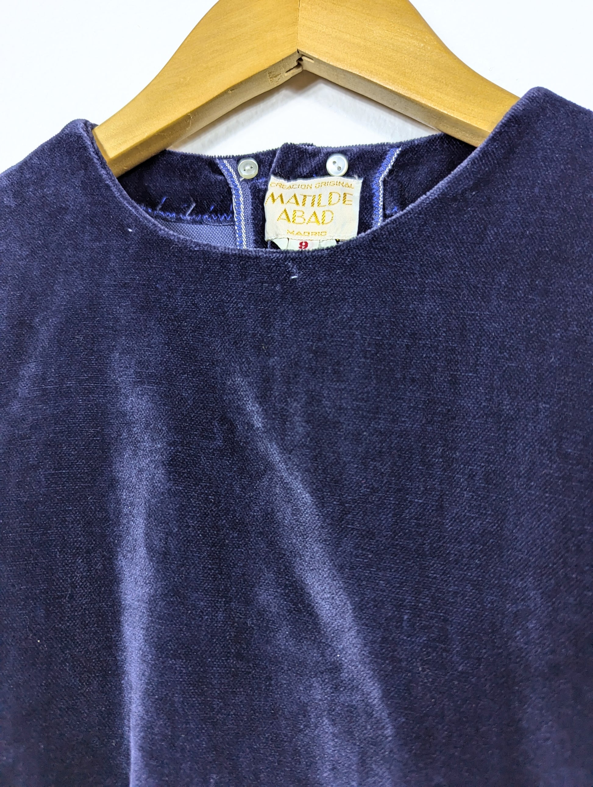 Vtg Matilde Abad Navy Velvet Dress size 9