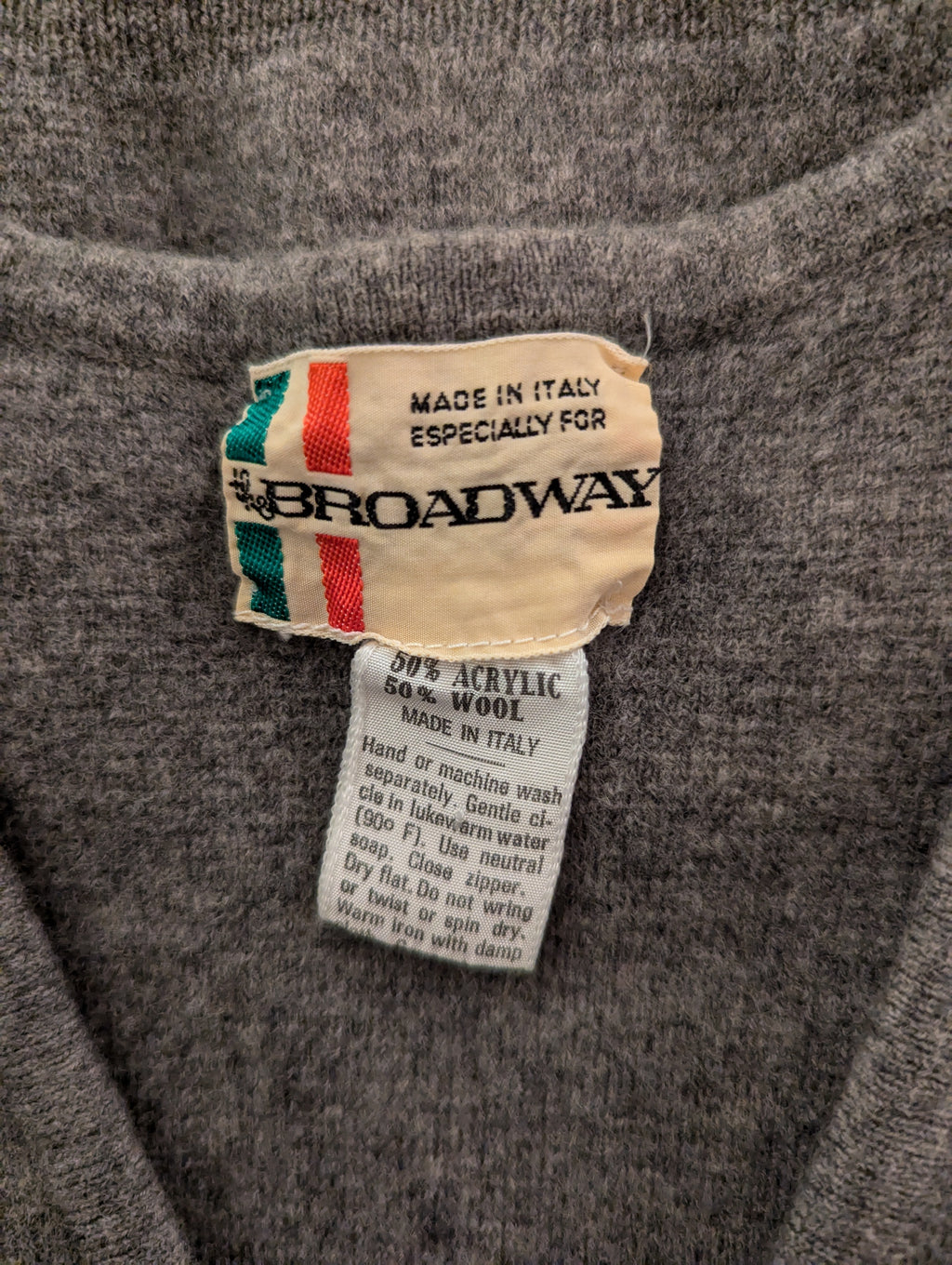 Vtg Broadway Wool Grey Vest