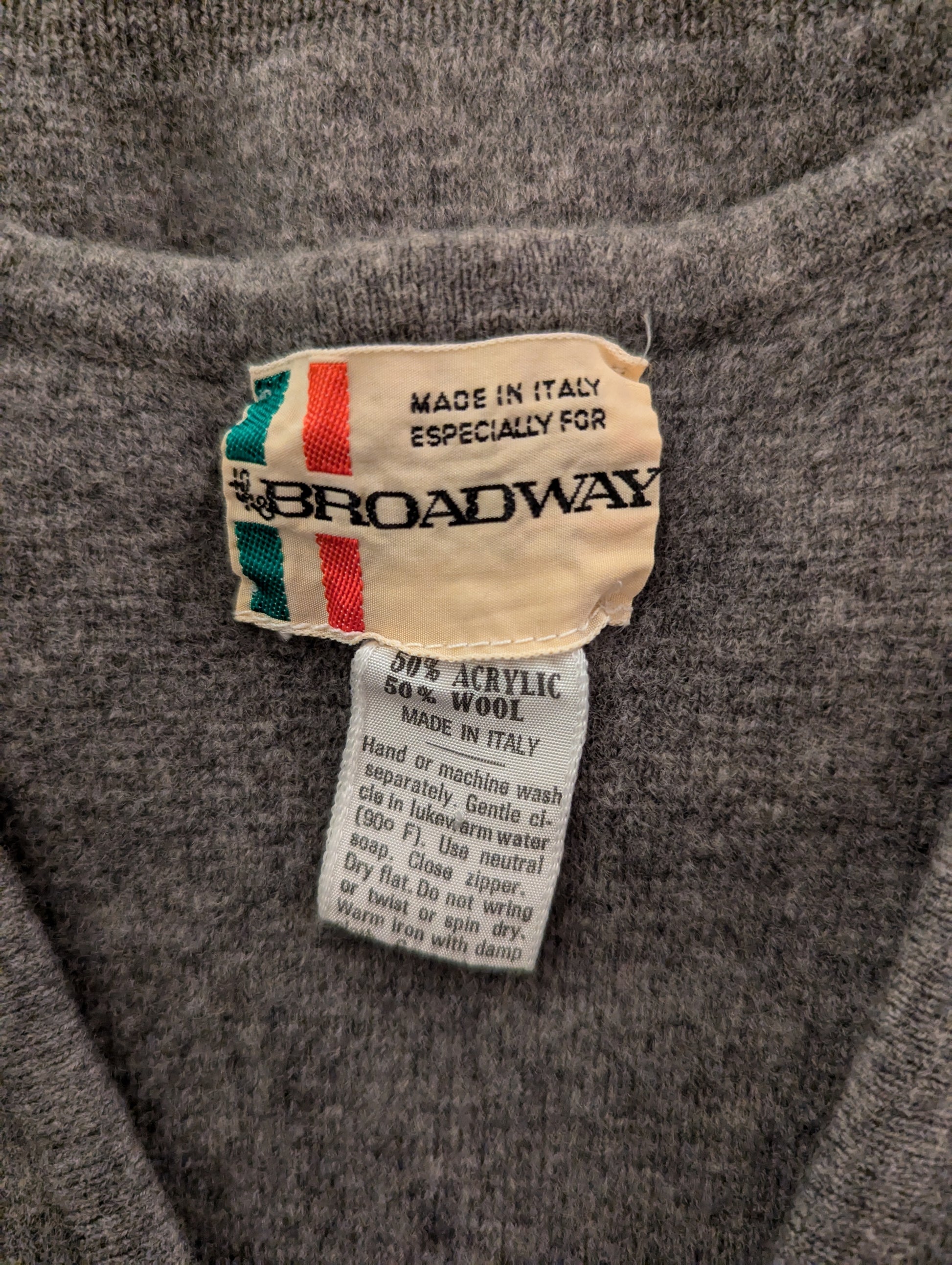 Vtg Broadway Wool Grey Vest