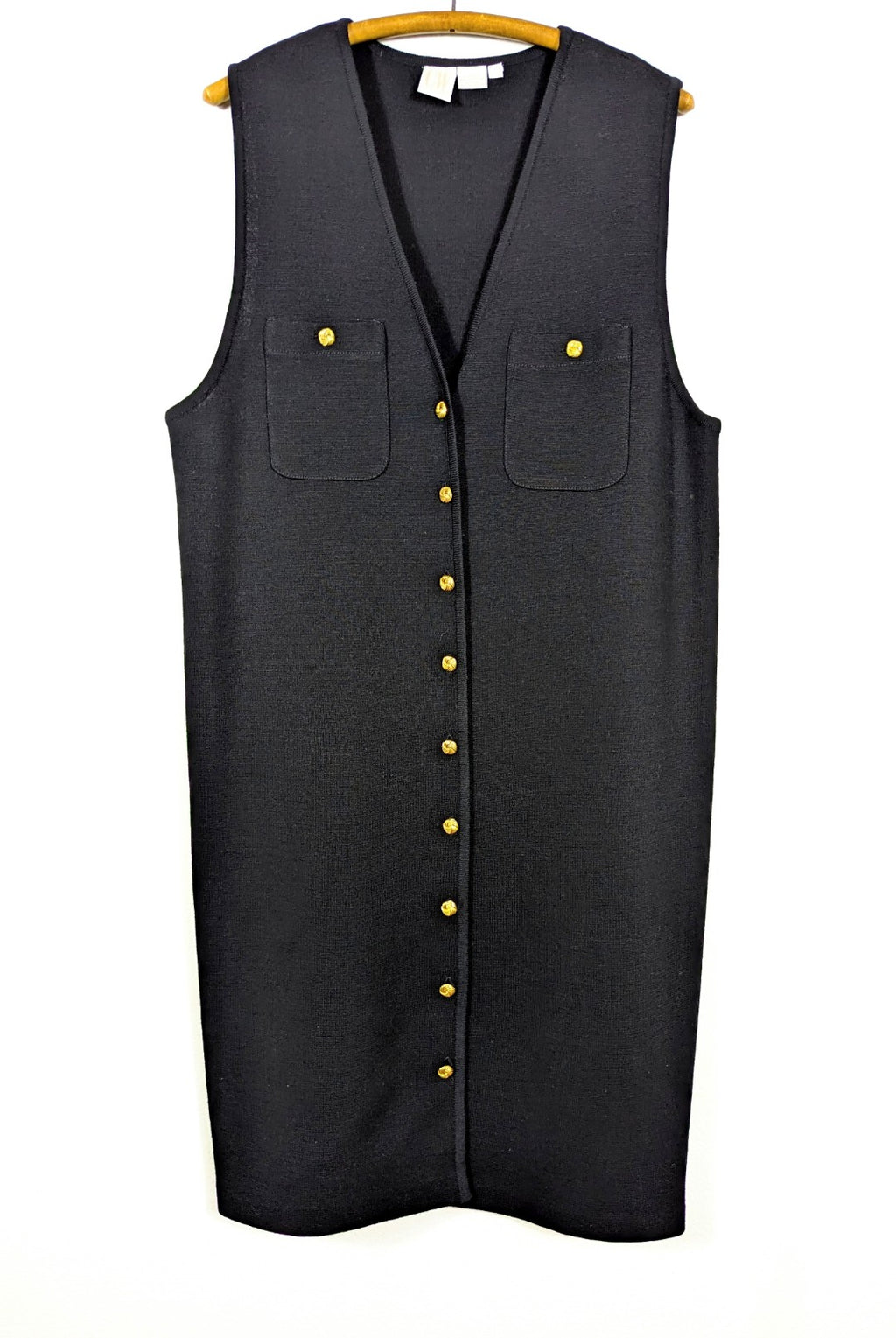 Vtg 100% Wool Black Dress